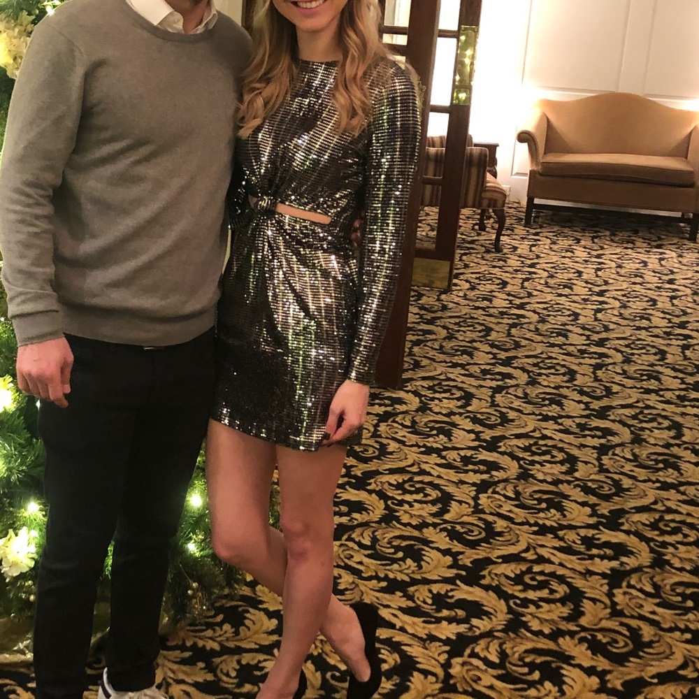 Zara black sequin cut out mini dress XS